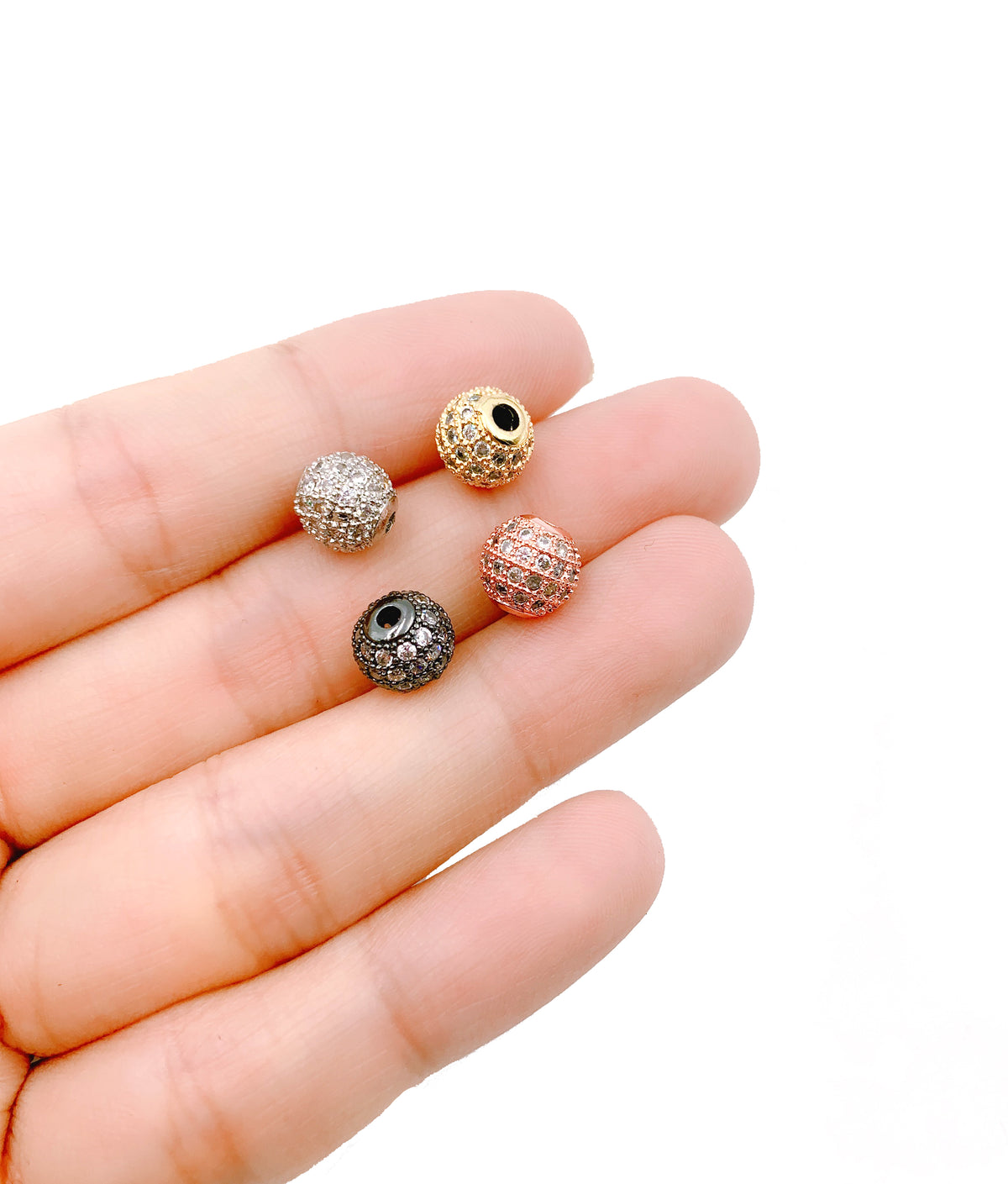 22K Gold Filled Round Ball Beads, CZ Micro Pave Round Ball Beads Shamballa Ball Beads Cubic Zirconia CZ Pave Beads up-to 24mm BD051