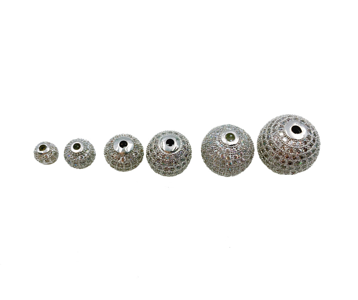 22K Gold Filled Round Ball Beads, CZ Micro Pave Round Ball Beads Shamballa Ball Beads Cubic Zirconia CZ Pave Beads up-to 24mm BD051