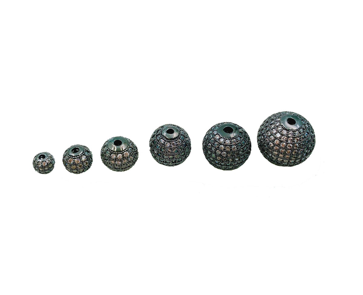 22K Gold Filled Round Ball Beads, CZ Micro Pave Round Ball Beads Shamballa Ball Beads Cubic Zirconia CZ Pave Beads up-to 24mm BD051