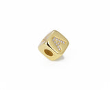 18K Gold Filled Cubic Zirconia Micro Pave Initial Letter Beads 9mm, BD954