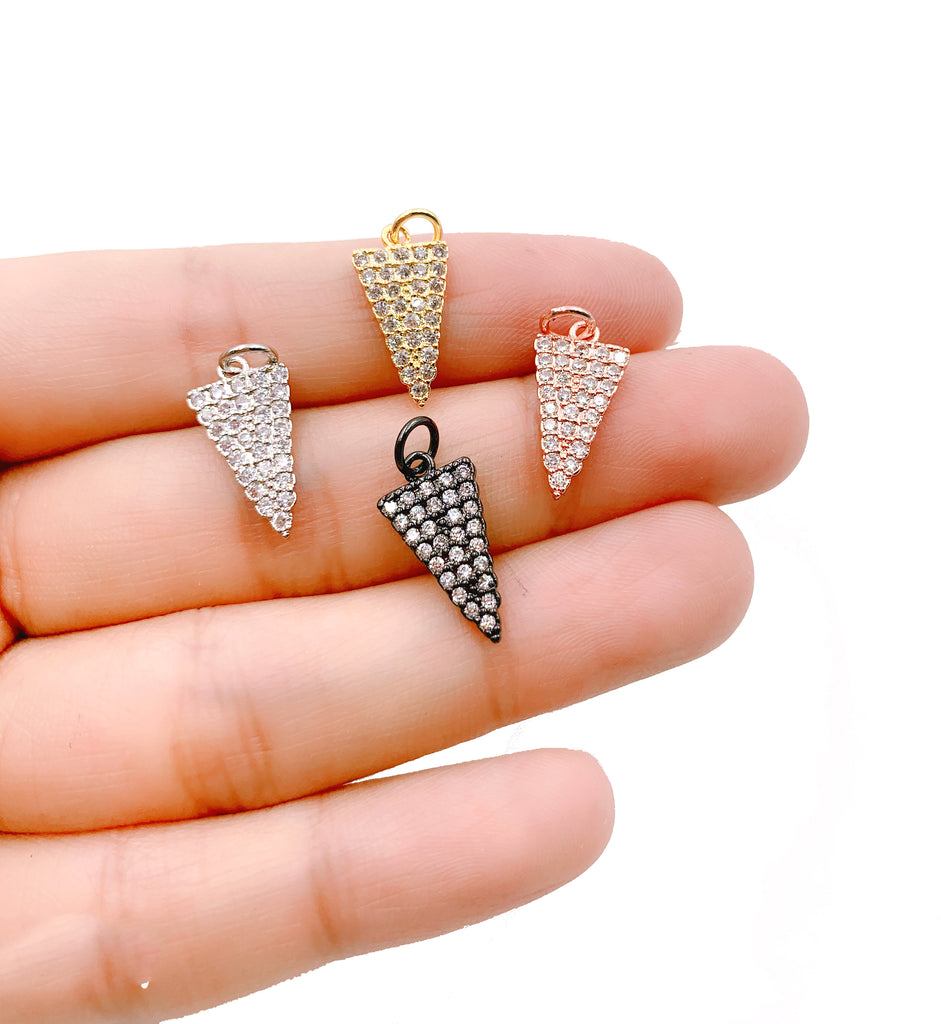 Small Spike Charm, 18K Gold Micro Pave CZ Spike Charm Pendant, Triangle Charm, Pave Spike Charm, Arrowhead Charm, 8x20mm, CP003