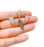 Small Spike Charm, 18K Gold Micro Pave CZ Spike Charm Pendant, Triangle Charm, Pave Spike Charm, Arrowhead Charm, 8x20mm, CP003