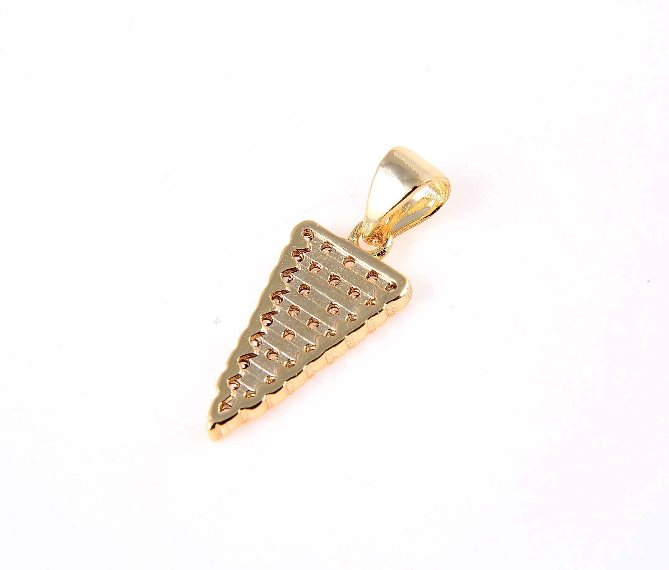 Small Spike Charm, 18K Gold Micro Pave CZ Spike Charm Pendant, Triangle Charm, Pave Spike Charm, Arrowhead Charm, 8x20mm, CP003