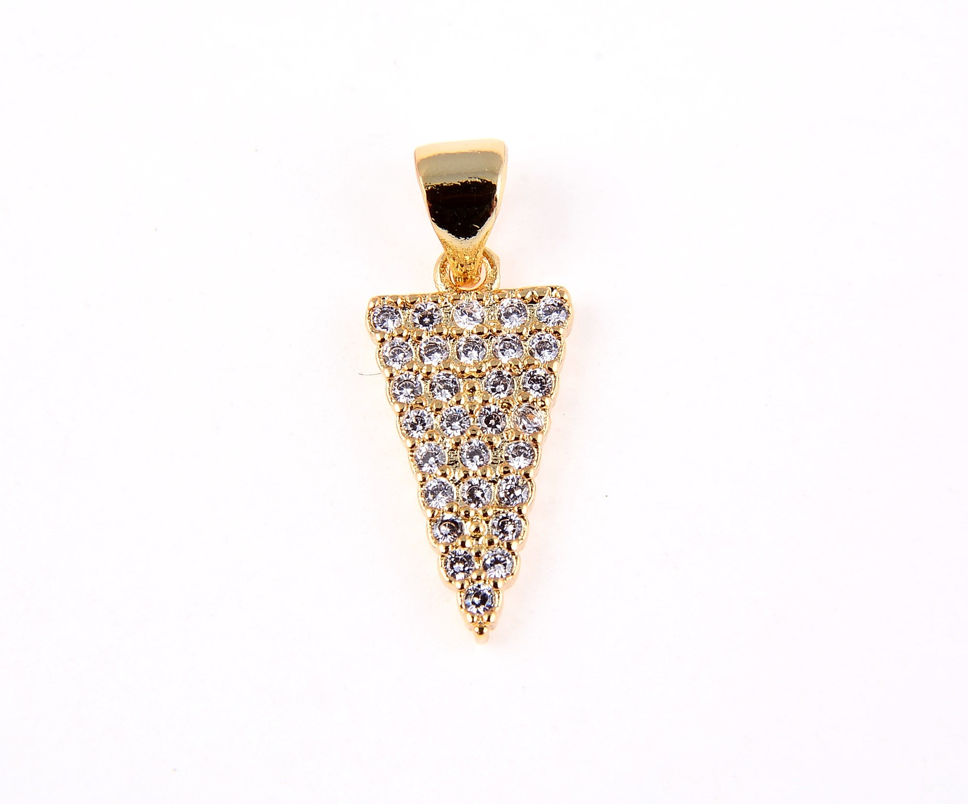 Small Spike Charm, 18K Gold Micro Pave CZ Spike Charm Pendant, Triangle Charm, Pave Spike Charm, Arrowhead Charm, 8x20mm, CP003