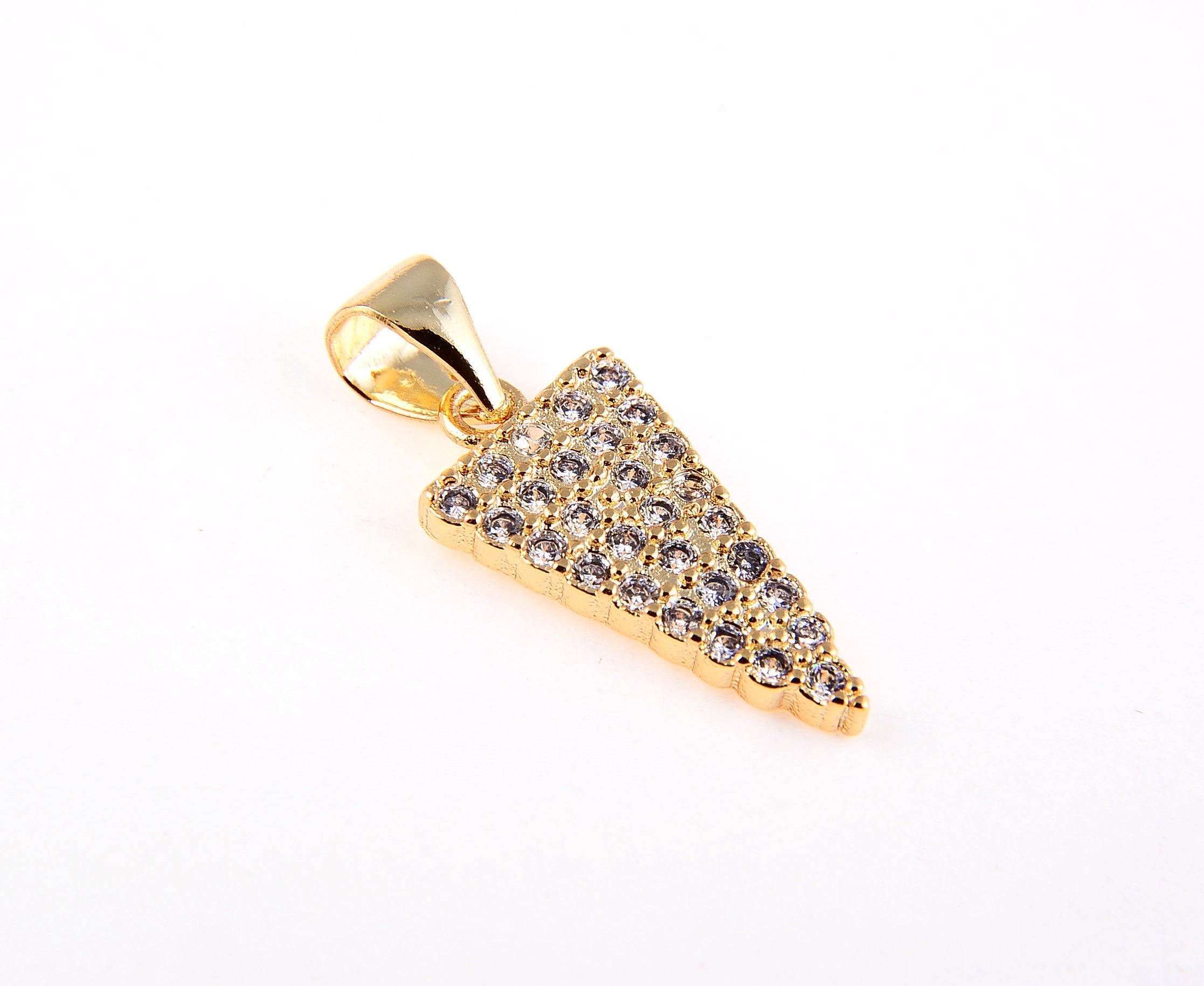 Small Spike Charm, 18K Gold Micro Pave CZ Spike Charm Pendant, Triangle Charm, Pave Spike Charm, Arrowhead Charm, 8x20mm, CP003