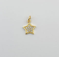 Small Star Charm, 18K Gold Filled Micro Pave CZ Mini Star Charm, Gold Star Charm, Pave CZ Charm, Pave Star Jewelry Bracelet 8x7mm, CP010A