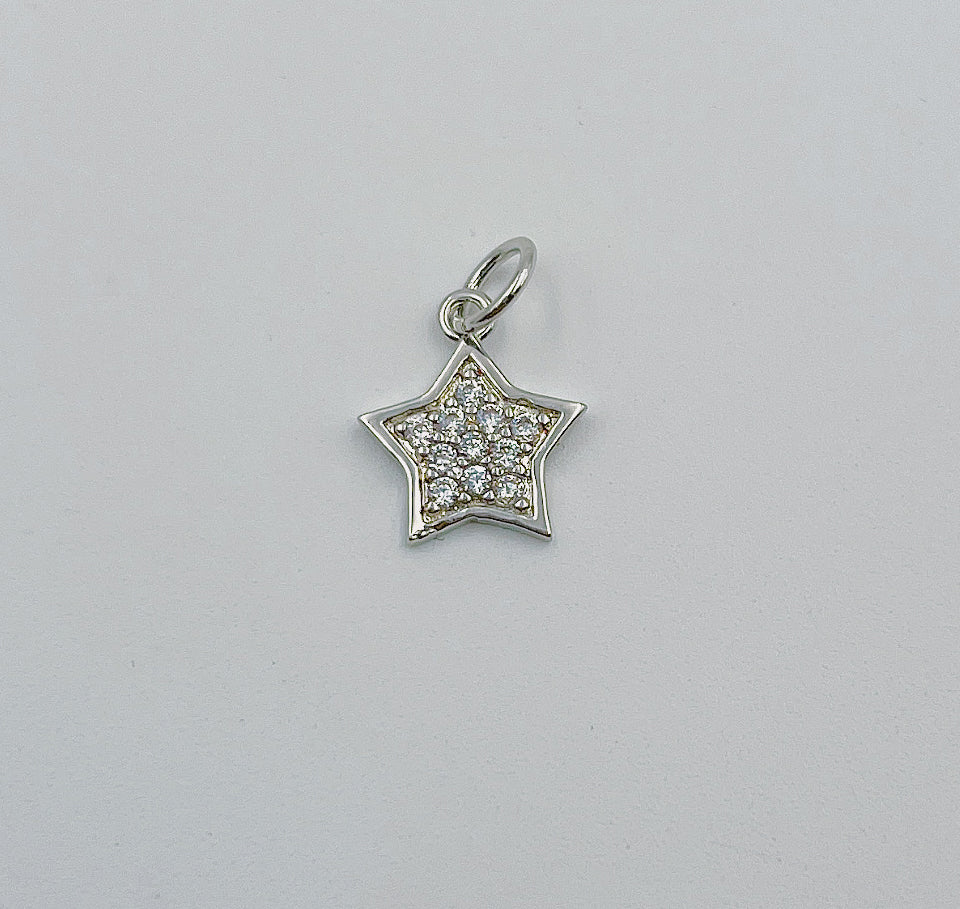 Small Star Charm, 18K Gold Filled Micro Pave CZ Mini Star Charm, Gold Star Charm, Pave CZ Charm, Pave Star Jewelry Bracelet 8x7mm, CP010A