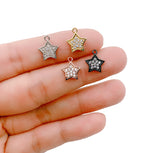 Small Star Charm, 18K Gold Filled Micro Pave CZ Mini Star Charm, Gold Star Charm, Pave CZ Charm, Pave Star Jewelry Bracelet 8x7mm, CP010A