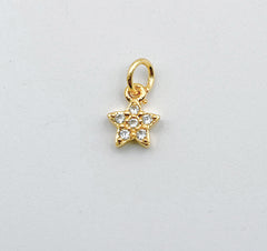 18K Gold Tiny Star Cubic Zirconia Bracelet Necklace Pendant Earring Charm Gift for Woman Jewelry Making, 7X5MM, CP010B