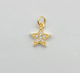 Star Charm, 18K Gold Mini Star Cubic Zirconia Bracelet Necklace Pendant Earring Charm Gift for Woman Jewelry Making, CP010C