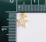 Star Charm, 18K Gold Mini Star Cubic Zirconia Bracelet Necklace Pendant Earring Charm Gift for Woman Jewelry Making, CP010C