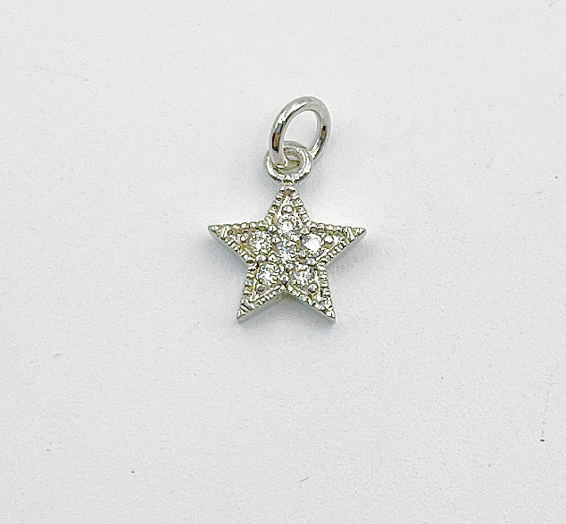 Star Charm, 18K Gold Mini Star Cubic Zirconia Bracelet Necklace Pendant Earring Charm Gift for Woman Jewelry Making, CP010C