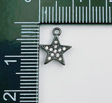Black Star Charm Pendant, Tiny Star Cubic Zirconia Bracelet Necklace Pendant Earring Charm Gift for Woman Jewelry Making, 12x10mm, CP010