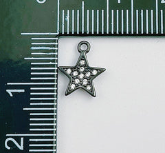 Black Star Charm Pendant, Tiny Star Cubic Zirconia Bracelet Necklace Pendant Earring Charm Gift for Woman Jewelry Making, 12x10mm, CP010