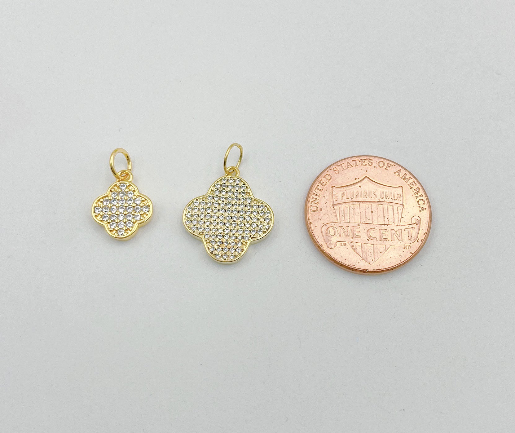 Dainty Micro Pave Four Leaf Clover Charm 18K gold filled Lucky Clover Charm for Bracelet Necklace Earrings Component, Leaf Charms, CP015