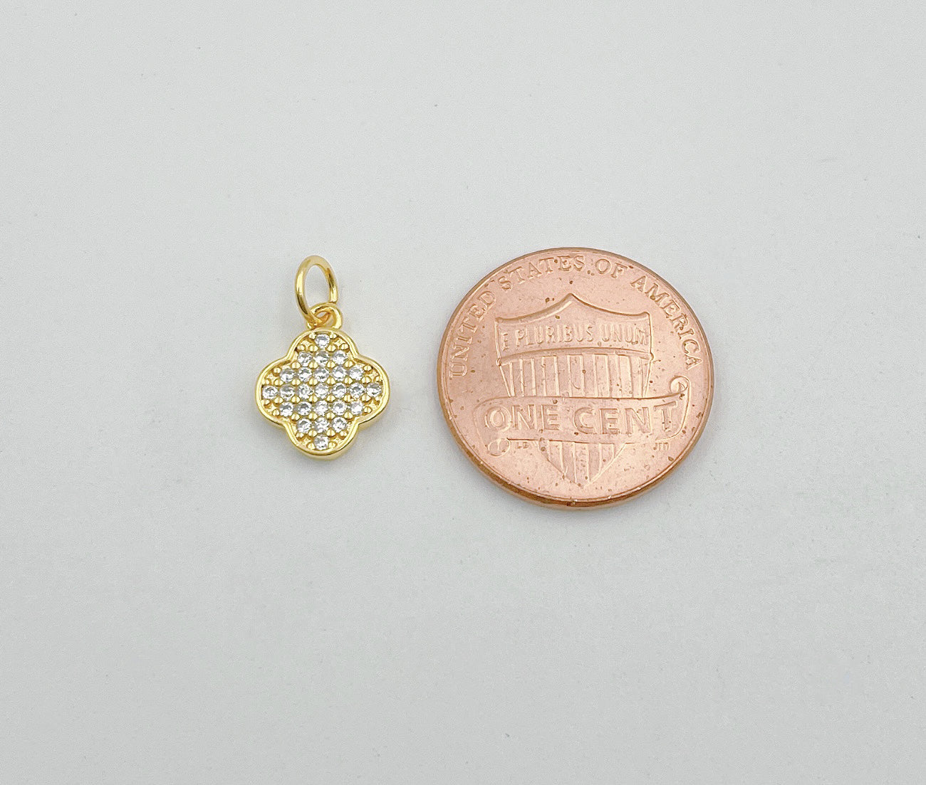 Dainty Micro Pave Four Leaf Clover Charm 18K gold filled Lucky Clover Charm for Bracelet Necklace Earrings Component, Leaf Charms, CP015