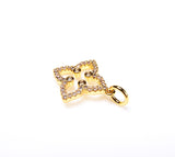 18K Gold Filled Clover Charm Pendant, Micro Pave CZ Four Leaf Clover Charm, Quatrefoil Jewelry, Wholesales, 22x16mm, CP016
