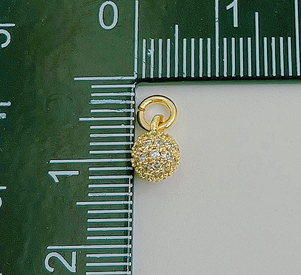 Micro Pave CZ 6mm Round Ball Shamballa 24K Gold Filled High Quality Pave Charm 11x6mm CP021