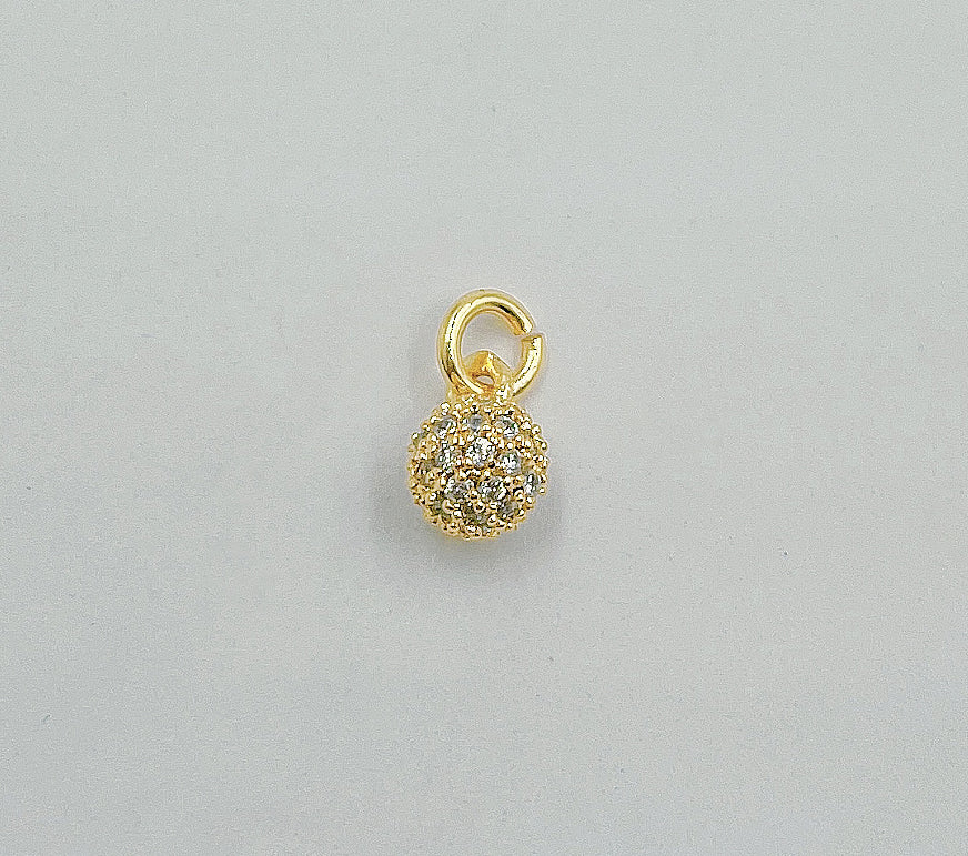 Micro Pave CZ 6mm Round Ball Shamballa 24K Gold Filled High Quality Pave Charm 11x6mm CP021