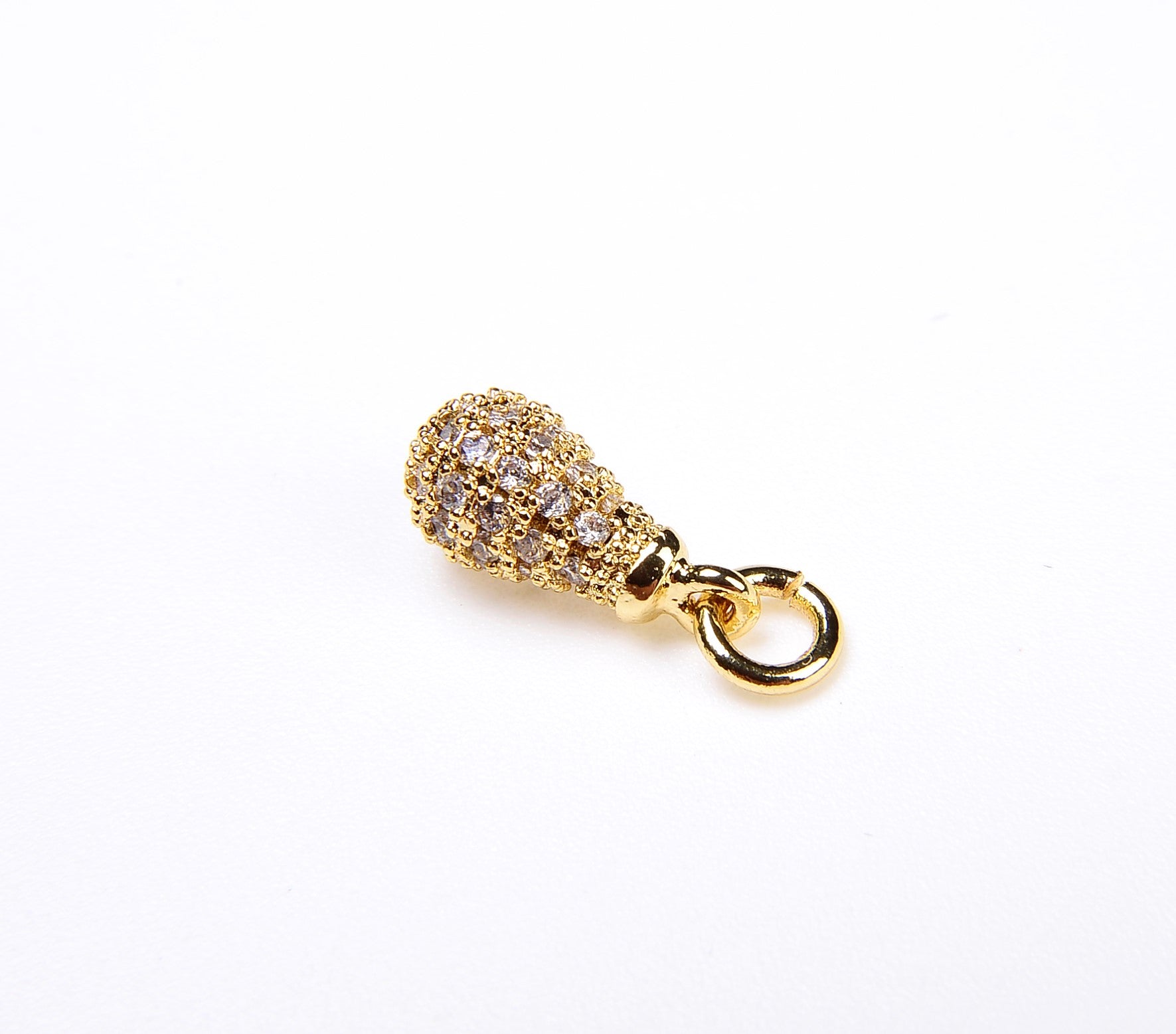 Teardrop Crystal Charm Pendants 24K Gold Rhinestone Pave Charm Pendant Puffy Teardrop Oval Charm Rain Drop 16x6mm CP022