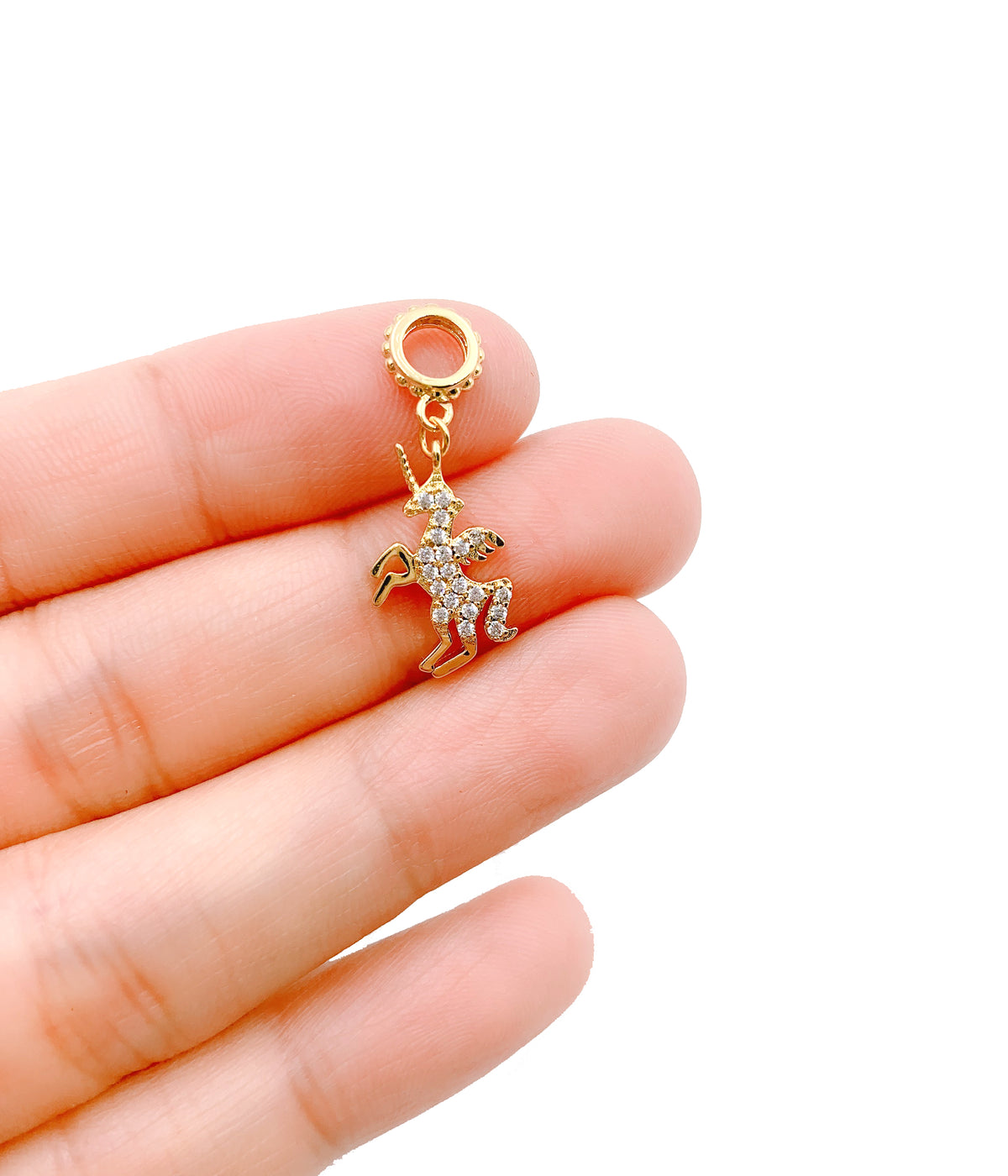 18K Gold Unicorn CZ Micro Pave Charm Pendant Unicorn Necklace Gold Unicorn Cubic Zirconia, 17x10mm, CP023A