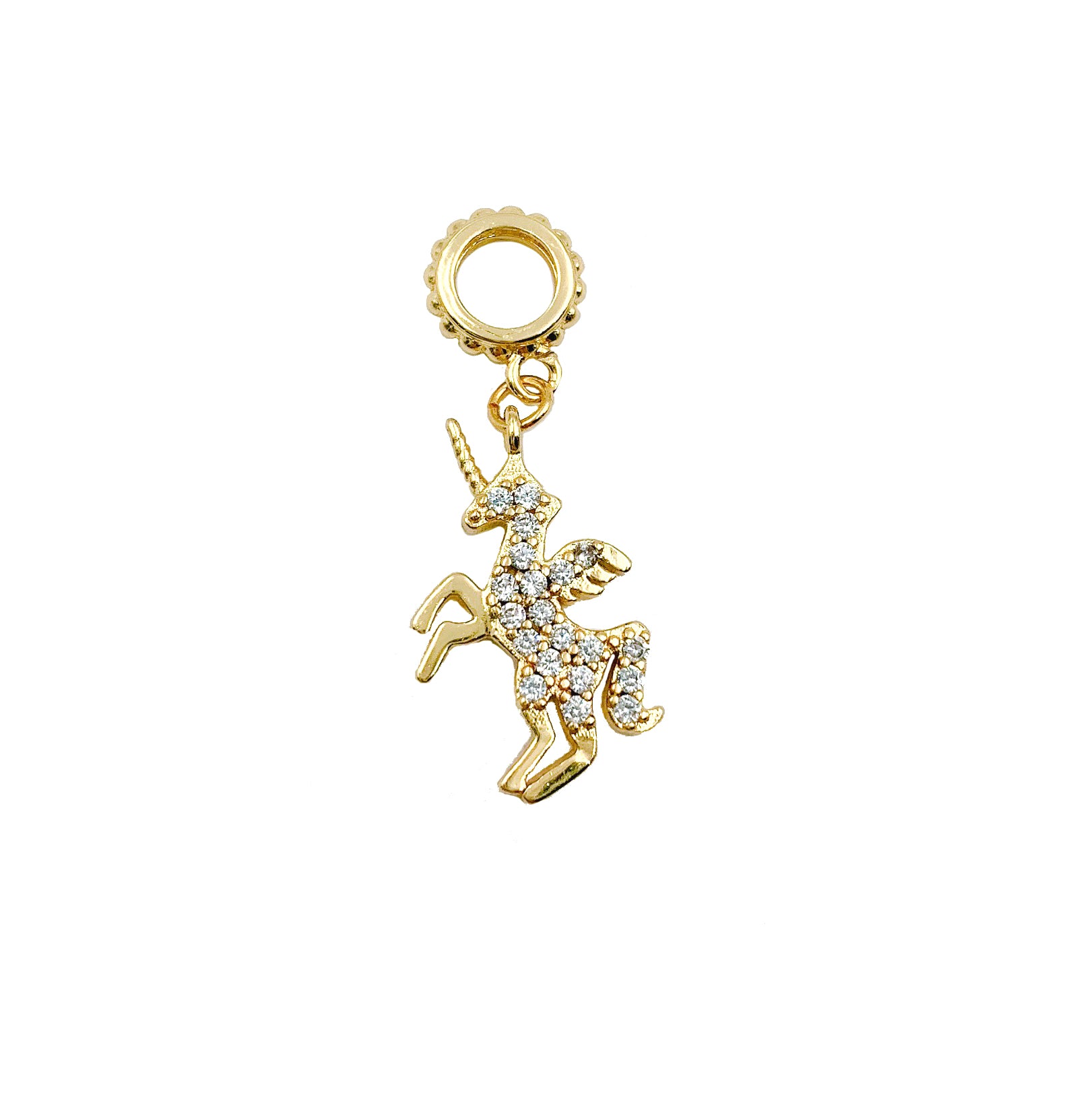 18K Gold Unicorn CZ Micro Pave Charm Pendant Unicorn Necklace Gold Unicorn Cubic Zirconia, 17x10mm, CP023A