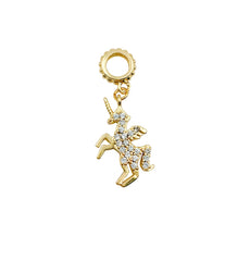 18K Gold Unicorn CZ Micro Pave Charm Pendant Unicorn Necklace Gold Unicorn Cubic Zirconia, 17x10mm, CP023A