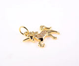 Delicate UNICORN Charm, 18K Gold Micro Pave cz Unicorn Pendant, Gold/ White Gold Pave Unicorn charms, 1/2PCS, 14x15mm, CP023