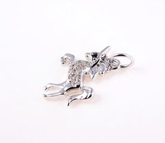 Delicate UNICORN Charm, 18K Gold Micro Pave cz Unicorn Pendant, Gold/ White Gold Pave Unicorn charms, 1/2PCS, 14x15mm, CP023