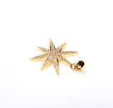 18K Gold Filled Starburst pendant/ Charm, Micro Pave CZ Christmas Holiday Star Pendant, Cubic Zirconia, 27x21mm, CP027