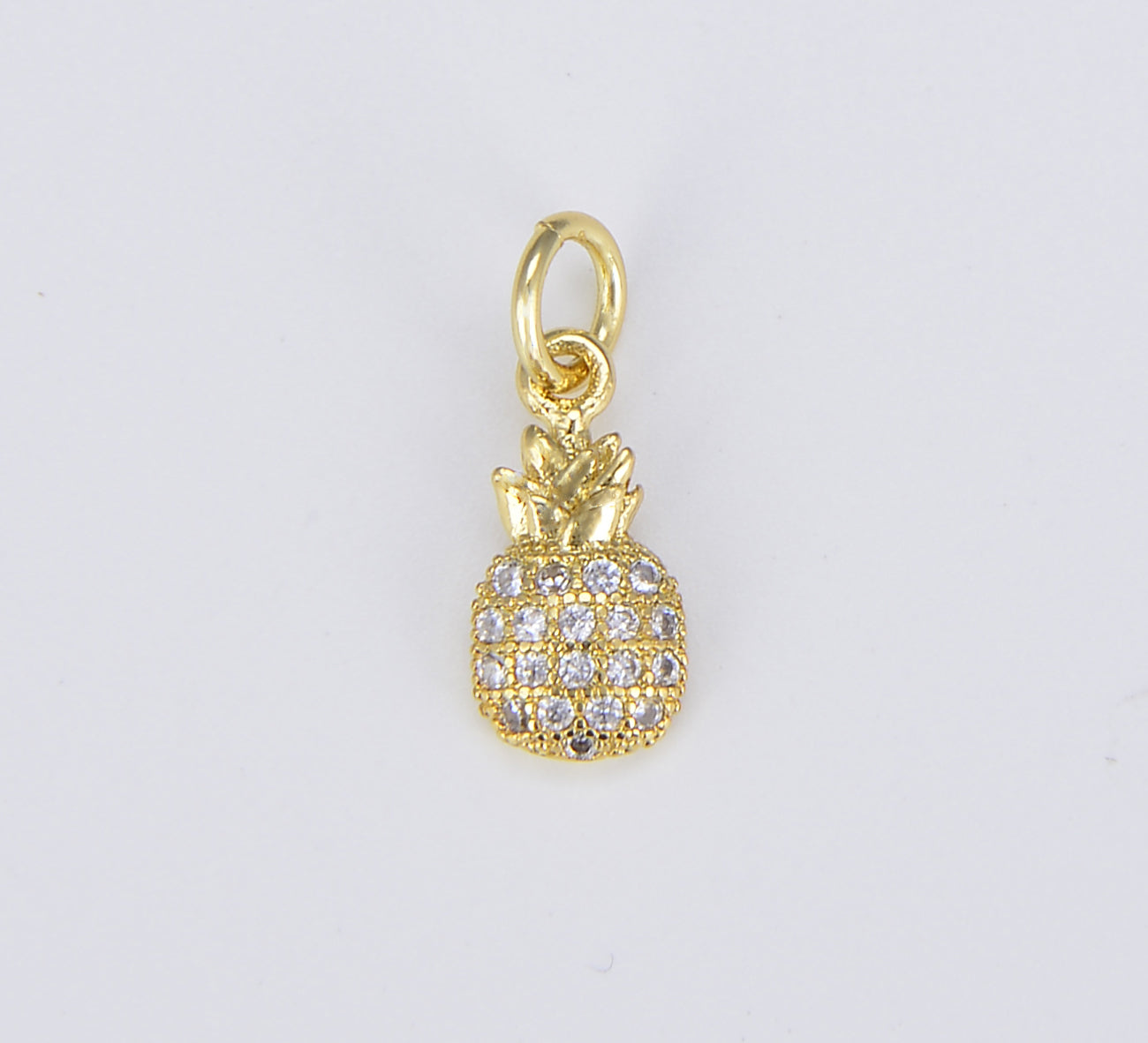 18K Gold Filled Mini Pineapple Charm, Micro Pave CZ Pineapple Charm, Pineapple Charm, Pineapple Pendant, Pineapple Necklace, 12x6mm, CP030