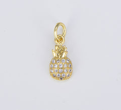 18K Gold Filled Mini Pineapple Charm, Micro Pave CZ Pineapple Charm, Pineapple Charm, Pineapple Pendant, Pineapple Necklace, 12x6mm, CP030