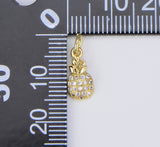 18K Gold Filled Mini Pineapple Charm, Micro Pave CZ Pineapple Charm, Pineapple Charm, Pineapple Pendant, Pineapple Necklace, 12x6mm, CP030