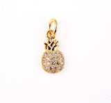 18K Gold Filled Mini Pineapple Charm, Micro Pave CZ Pineapple Charm, Pineapple Charm, Pineapple Pendant, Pineapple Necklace, 12x6mm, CP030