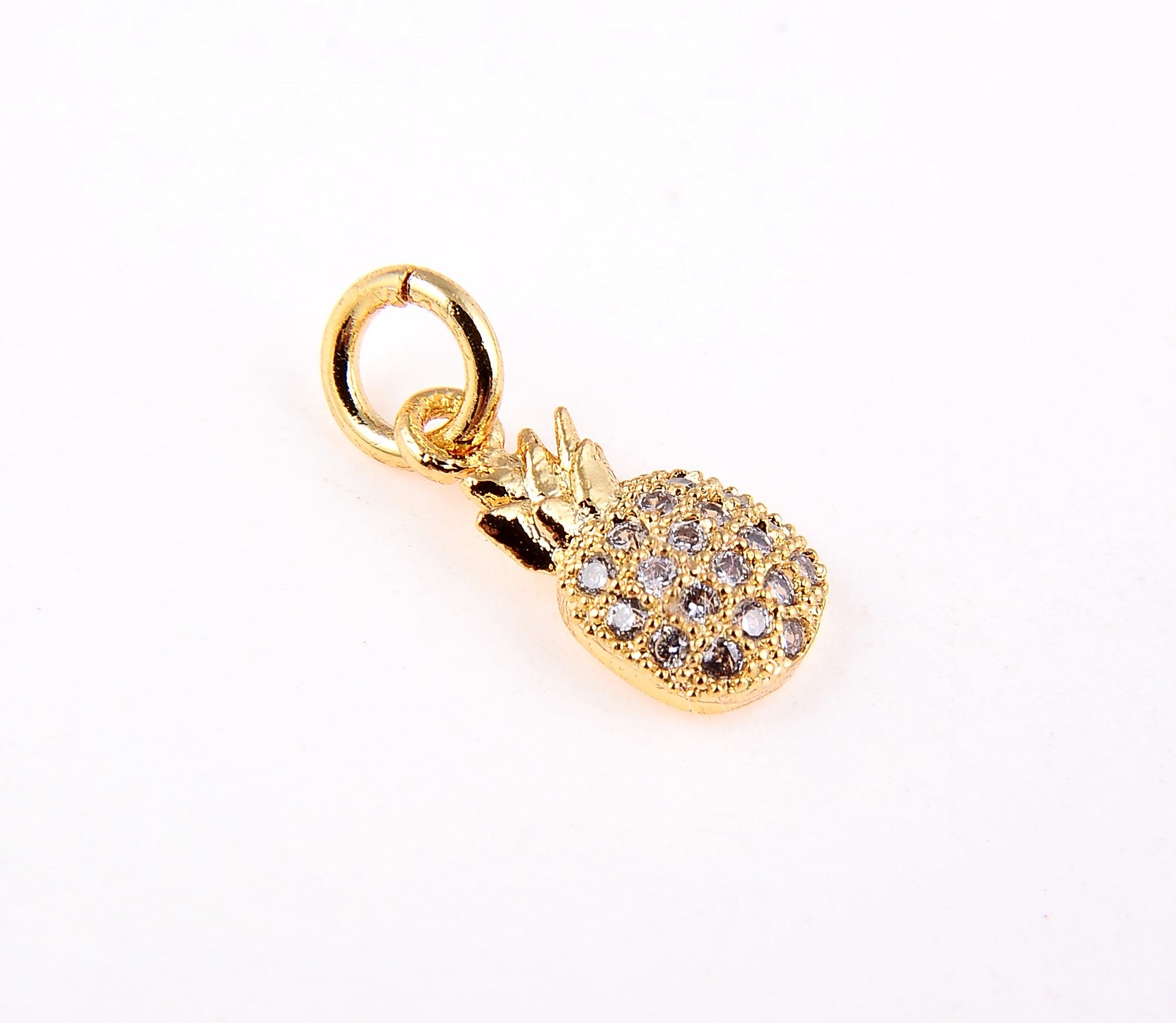 18K Gold Filled Mini Pineapple Charm, Micro Pave CZ Pineapple Charm, Pineapple Charm, Pineapple Pendant, Pineapple Necklace, 12x6mm, CP030