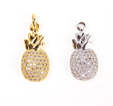 18K Gold Filled Small Pineapple Charm, CZ Micro Pave Pineapple Pendant, Pineapple Charm, Pineapple Necklace, Cubic Zirconia, 22x9mm, CP031