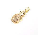 18K Gold Filled Small Pineapple Charm, CZ Micro Pave Pineapple Pendant, Pineapple Charm, Pineapple Necklace, Cubic Zirconia, 22x9mm, CP031