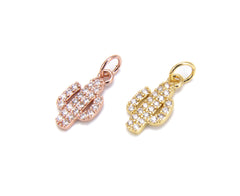 Cactus Charm, 18K Gold CZ Micro Pave Cactus Charm, Cubic Zirconia, Pave Cacti Pendant/Charm, Dessert Charm, 1/2pcs, 16x8mm, CP033