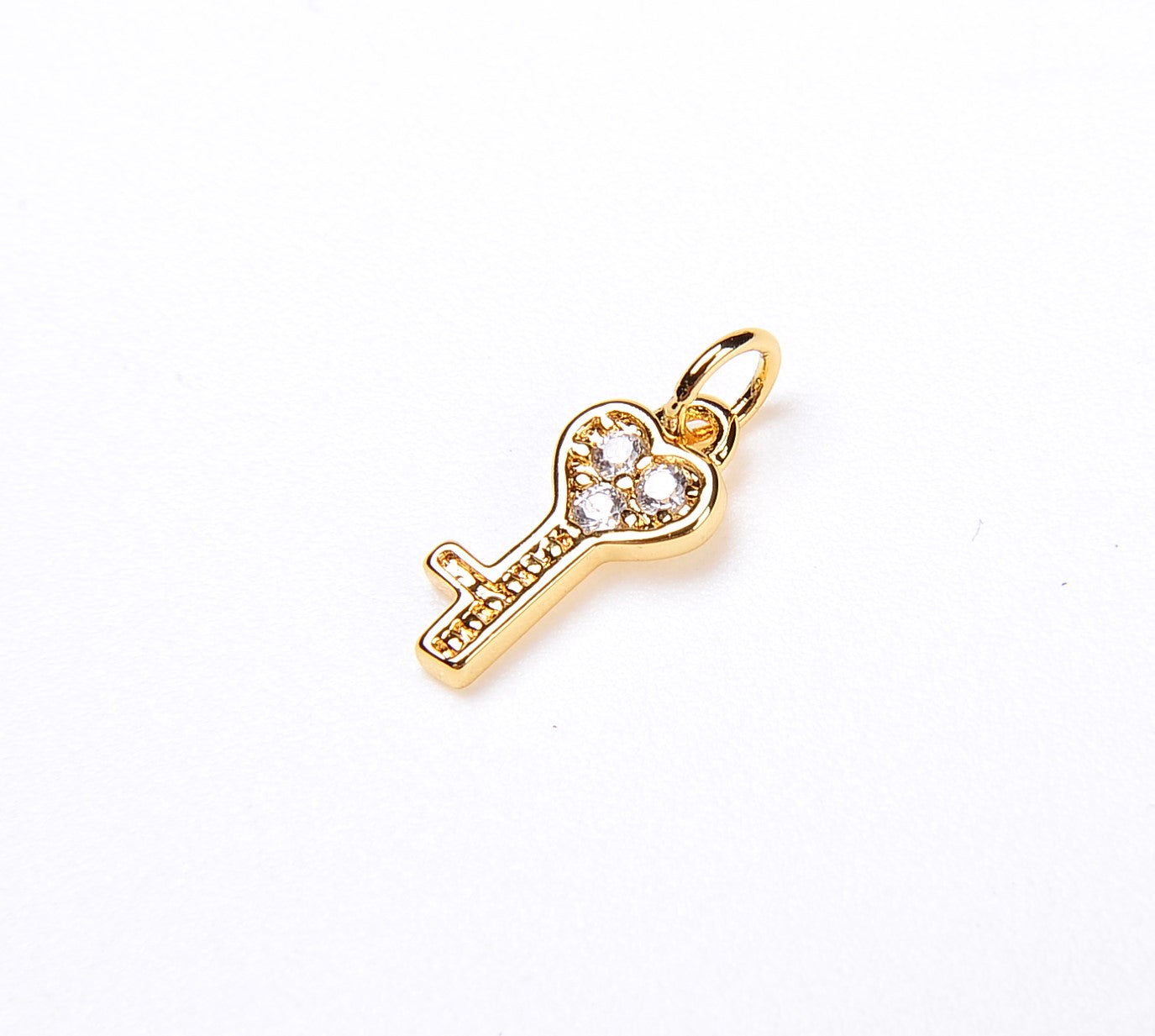 Gold Mini KEY Charm, 18K Gold Filled Micro Pave CZ Key Charm, Friendship Key Charm, Pave Bracelet Charm,12x6mm| CP035