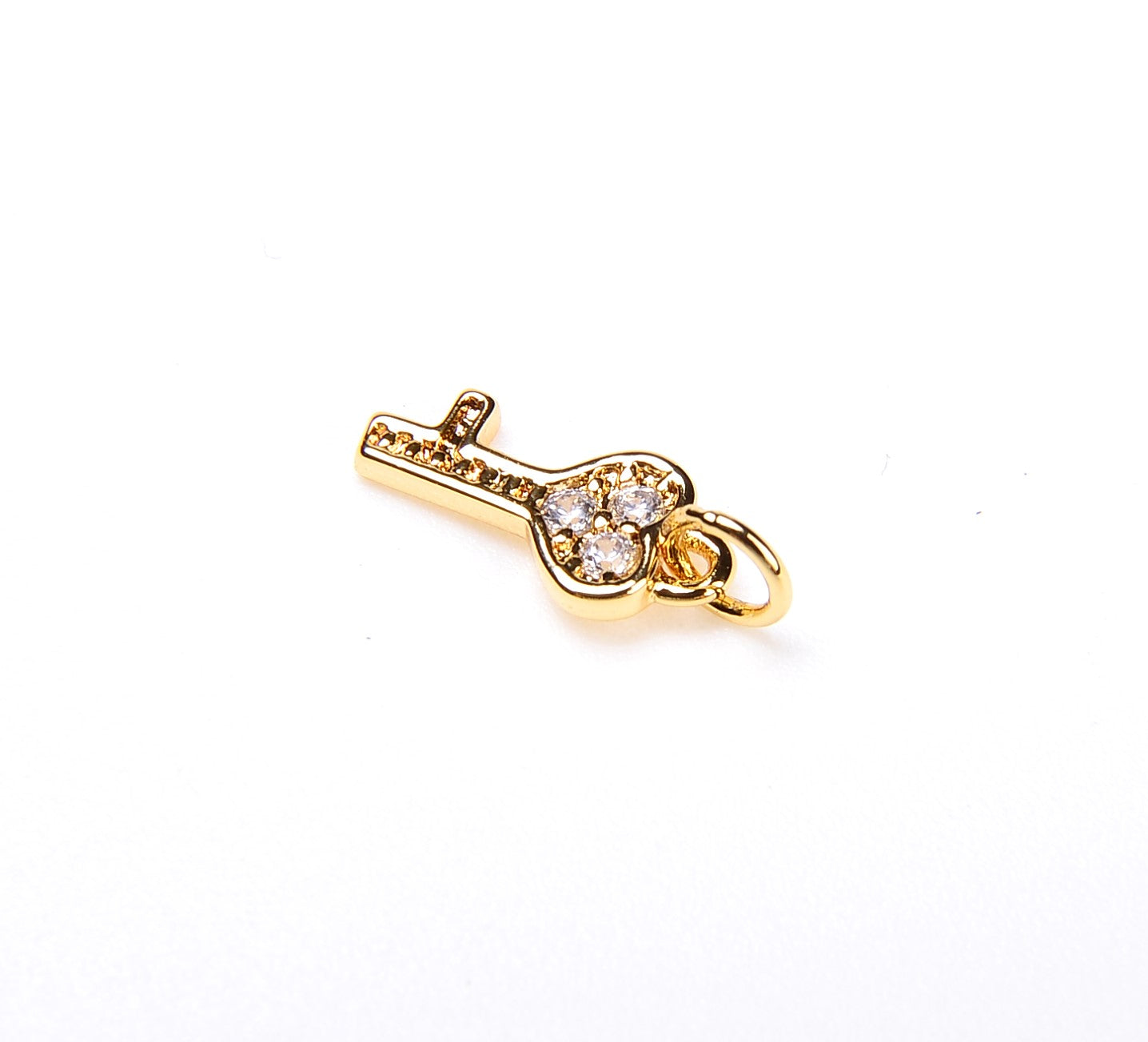 Gold Mini KEY Charm, 18K Gold Filled Micro Pave CZ Key Charm, Friendship Key Charm, Pave Bracelet Charm,12x6mm| CP035