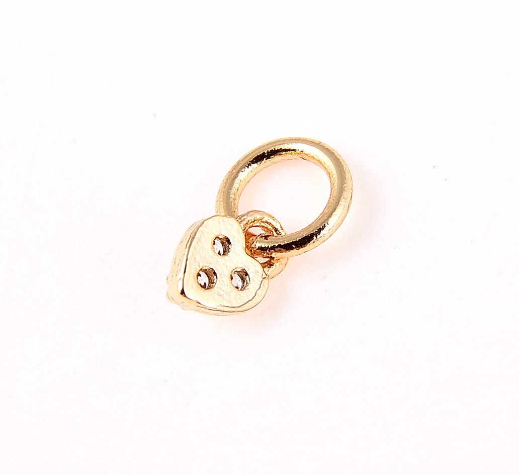 5 or 24pcs Tiny Heart Charm Pendant, 22k Gold CZ Micro Pave Small Charm, Gold Heart Charm, Heart Bracelet Charm, 6x5mm, CP038