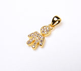 18K Gold Filled Cubic Zirconia Micro Pave Boy or Girl Charm, 18x8mm, CP040