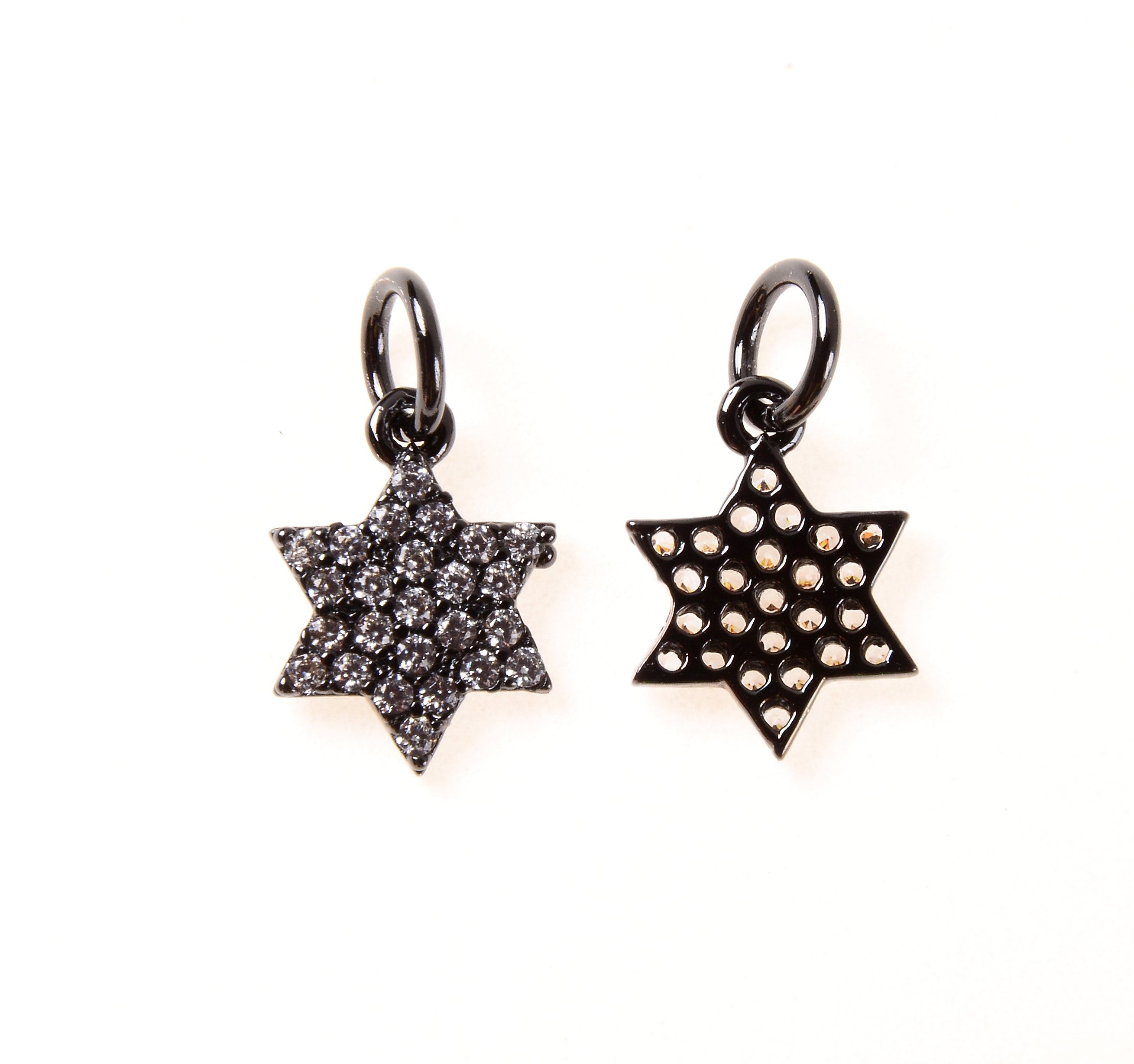 Star of David 18K Gold Filled Charm Pendant Micro Pave Cubic Zirconia Rhinestones Hexagon Star Judaic Charms Minimalist, 14x8mm, CP041