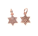 Star of David 18K Gold Filled Charm Pendant Micro Pave Cubic Zirconia Rhinestones Hexagon Star Judaic Charms Minimalist, 14x8mm, CP041