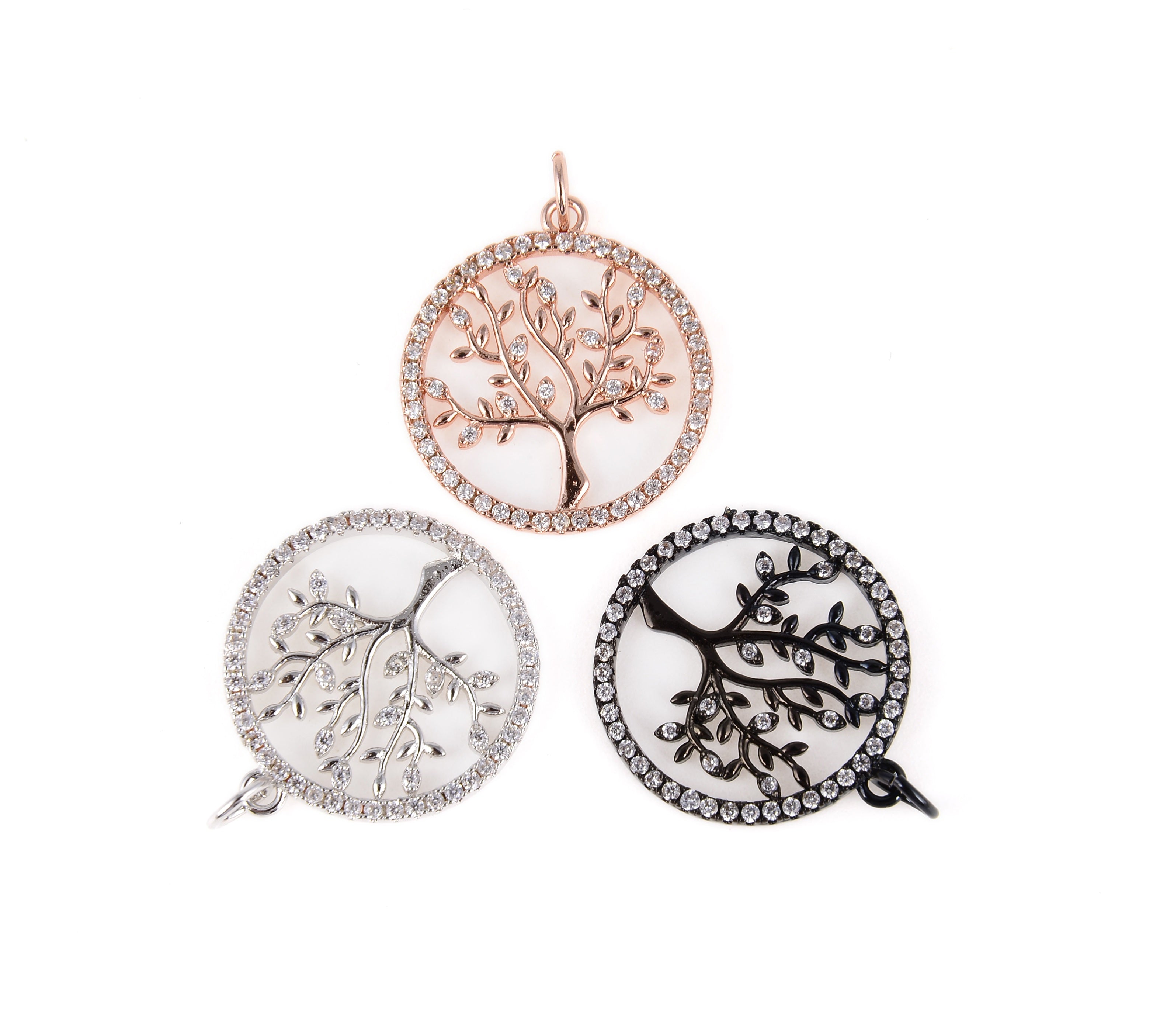 Tree Of Life Charm Pendant, 18K Gold CZ Micro Pave Tree of Life Charm, Tree Of Life Pendant, Tree Charm, 24x19mm, CP045