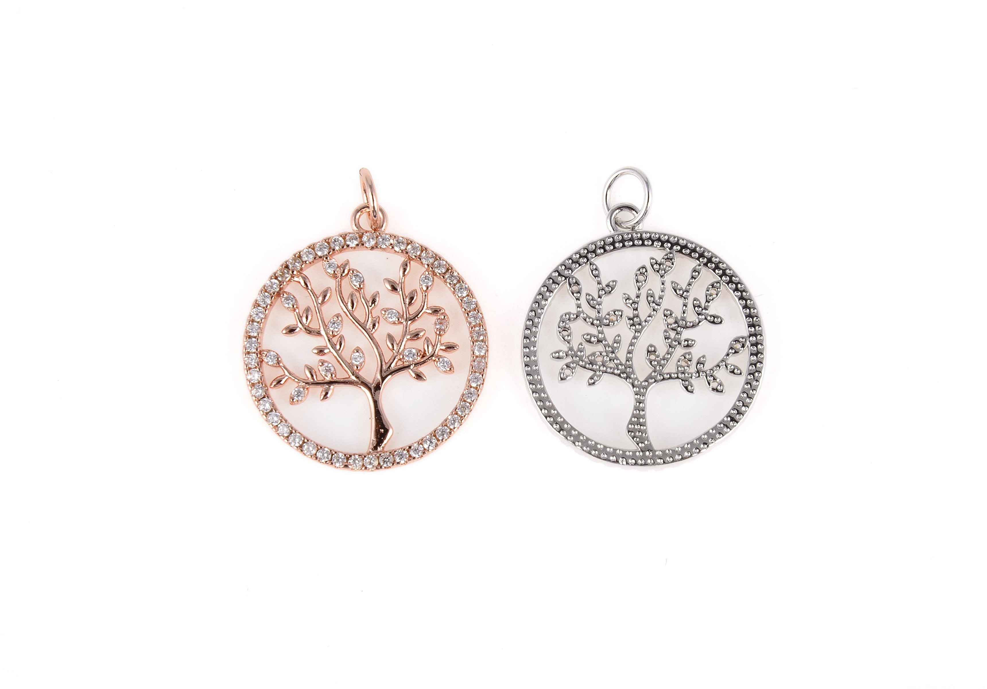 Tree Of Life Charm Pendant, 18K Gold CZ Micro Pave Tree of Life Charm, Tree Of Life Pendant, Tree Charm, 24x19mm, CP045