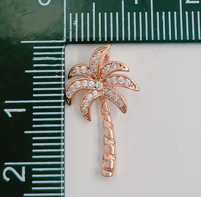 Palm Tree Charm Pendant, 24K Gold CZ Micro Pave Palm Tree Pendant, Palm Tree Charm, Palm Tree Pendant, Cubic Zirconia, 17mm, CP047