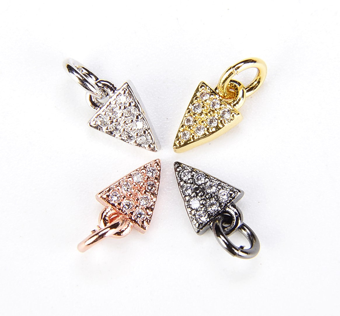 18K Gold Filled Tiny Triangle Charm Pendant, Micro Pave CZ Small Spike Charm Pendant, Triangle Charm, Arrowhead Charm, 10x5mm, CP048