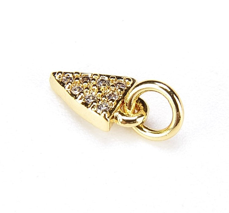 18K Gold Filled Tiny Triangle Charm Pendant, Micro Pave CZ Small Spike Charm Pendant, Triangle Charm, Arrowhead Charm, 10x5mm, CP048