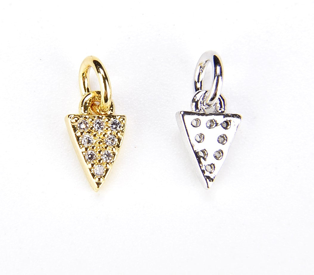 18K Gold Filled Tiny Triangle Charm Pendant, Micro Pave CZ Small Spike Charm Pendant, Triangle Charm, Arrowhead Charm, 10x5mm, CP048